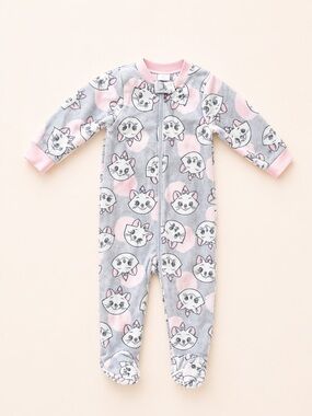 Disney Baby 12-18m ARISTOCATS Gray & Pink Kitty Fleece Footed Sleeper - Marie
